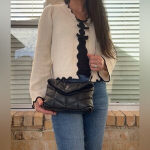 Yves Saint Laurent Toy Loulou Puffer Bag Black and Silver Hardware